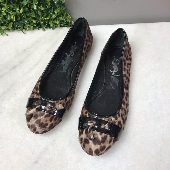 Yves Saint Laurent Leopard Flats - Picture 1 of 8